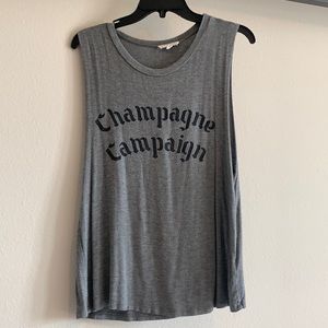 gray champagne campaign graphic tank top